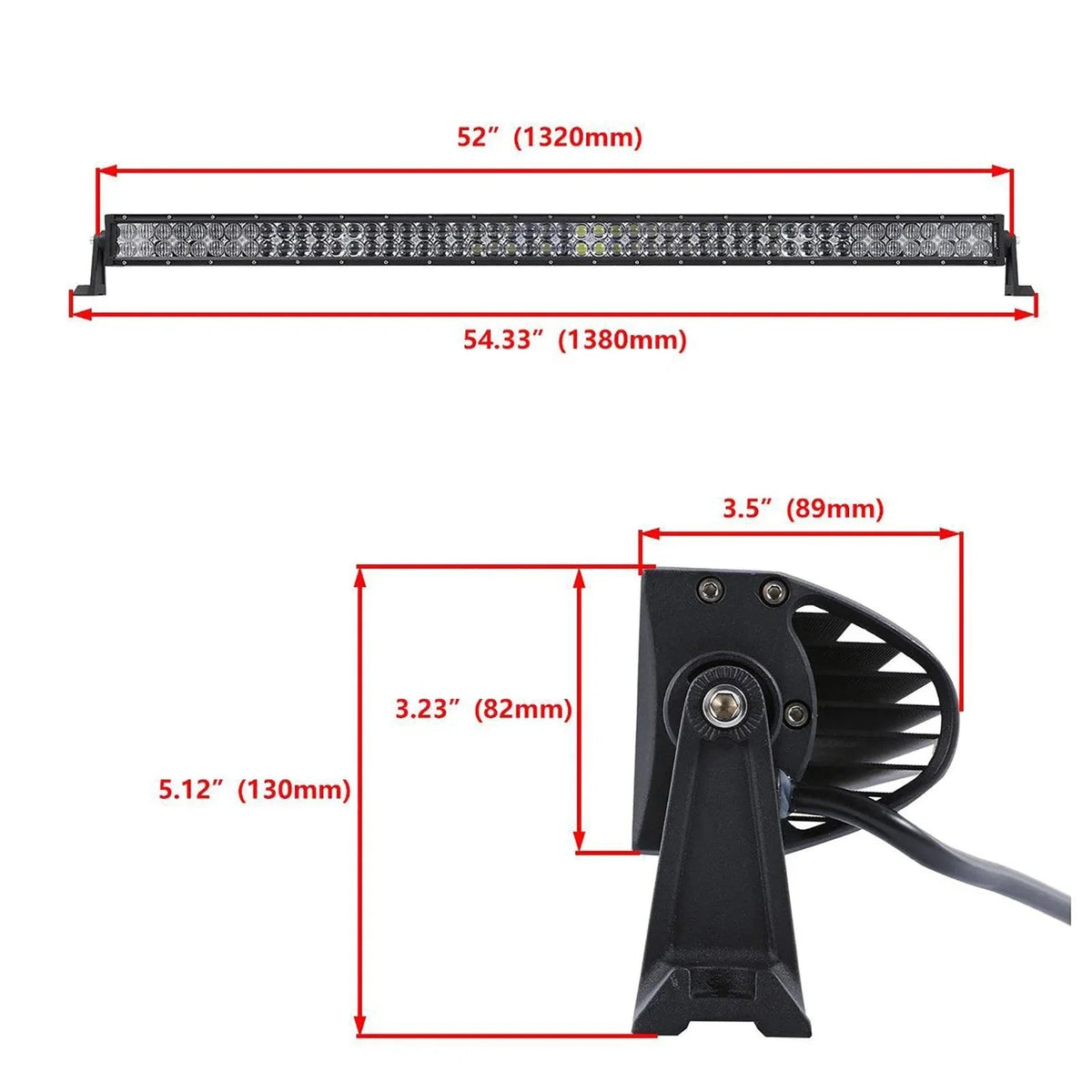Auxbeam 52" Straight LED Light Bar & 4" LED PODS for Jeep Wrangler JK 2007~2017