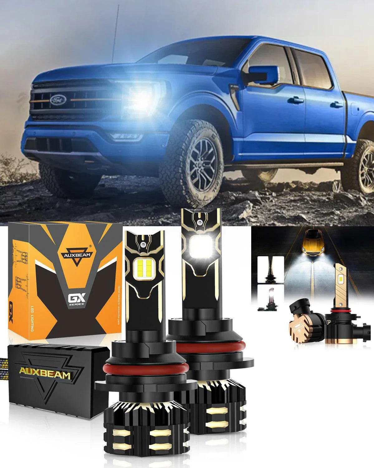 Auxbeam LED Headlight Bulbs Bundle for 2000-2003 Ford F-150 9007
