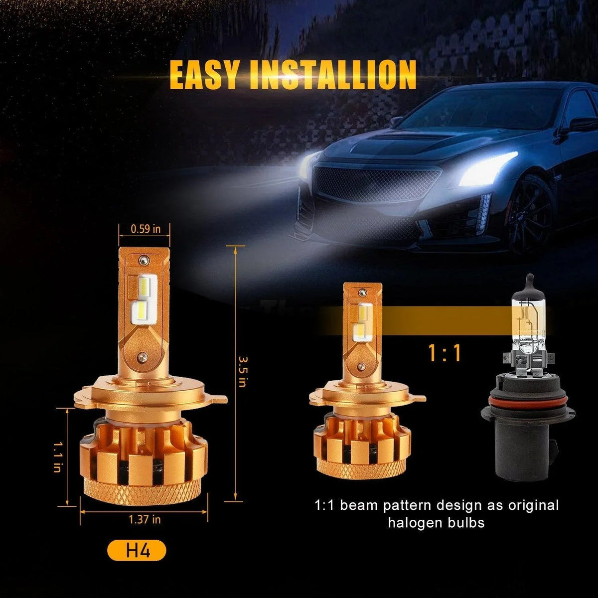 Auxbeam F-16 Plus Series LED High/Low Beam Bulb for 2012-2015 Toyota Tacoma H4