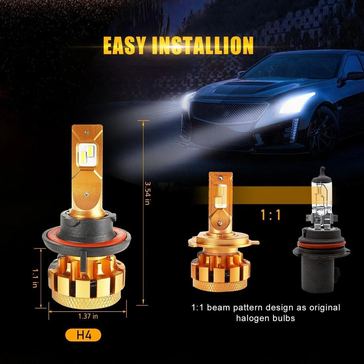 Auxbeam F-16 Plus Series LED High/Low Beam Bulb Bundle for 2007-2014 GMC Yukon
