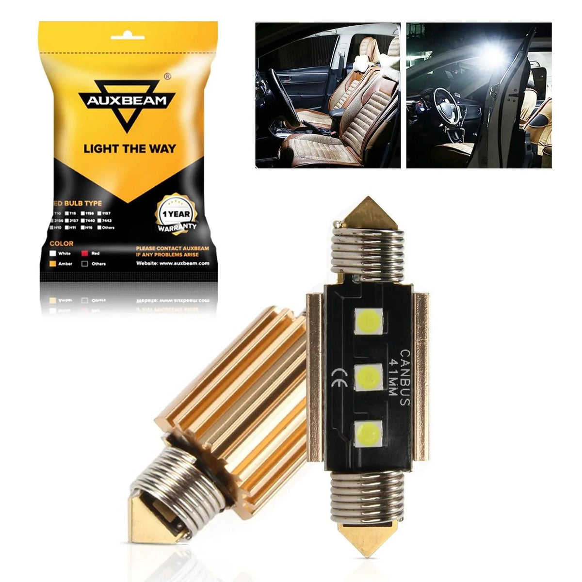 Auxbeam LED Festoon Canbus For Interior Dome Map License Plate Bulbs
