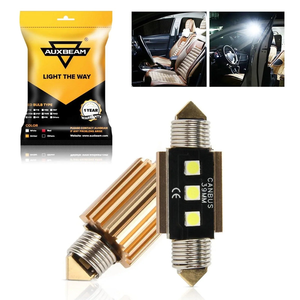 Auxbeam LED Festoon Canbus For Interior Dome Map License Plate Bulbs