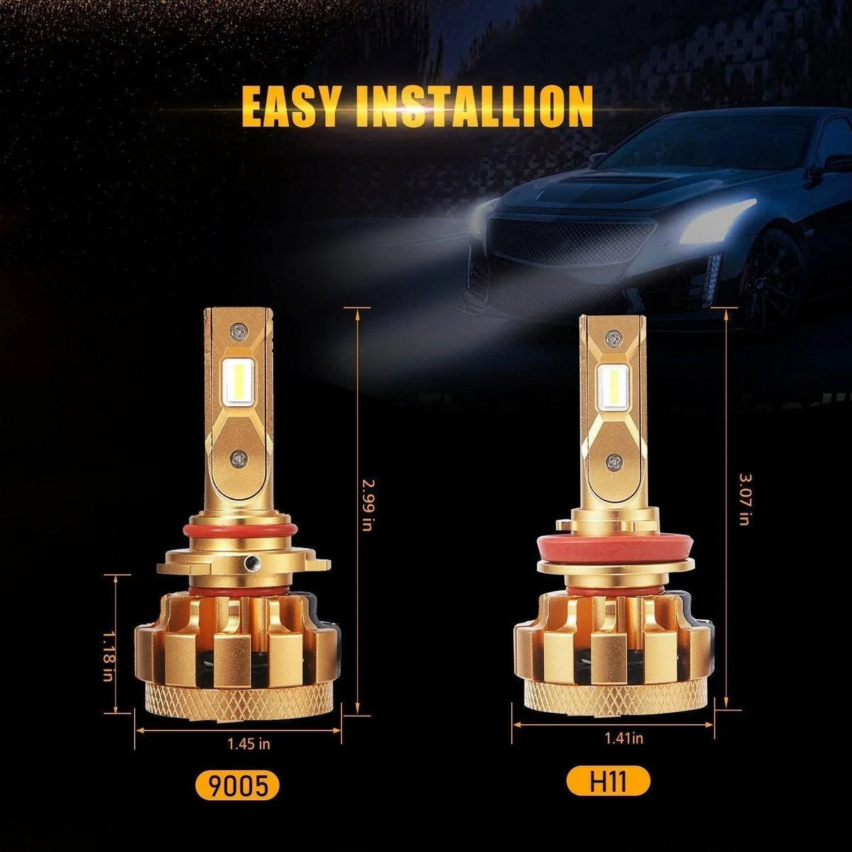 Auxbeam F-16 Plus Series LED High/Low Beam Bulb Bundle for 2009-2010 Dodge Ram