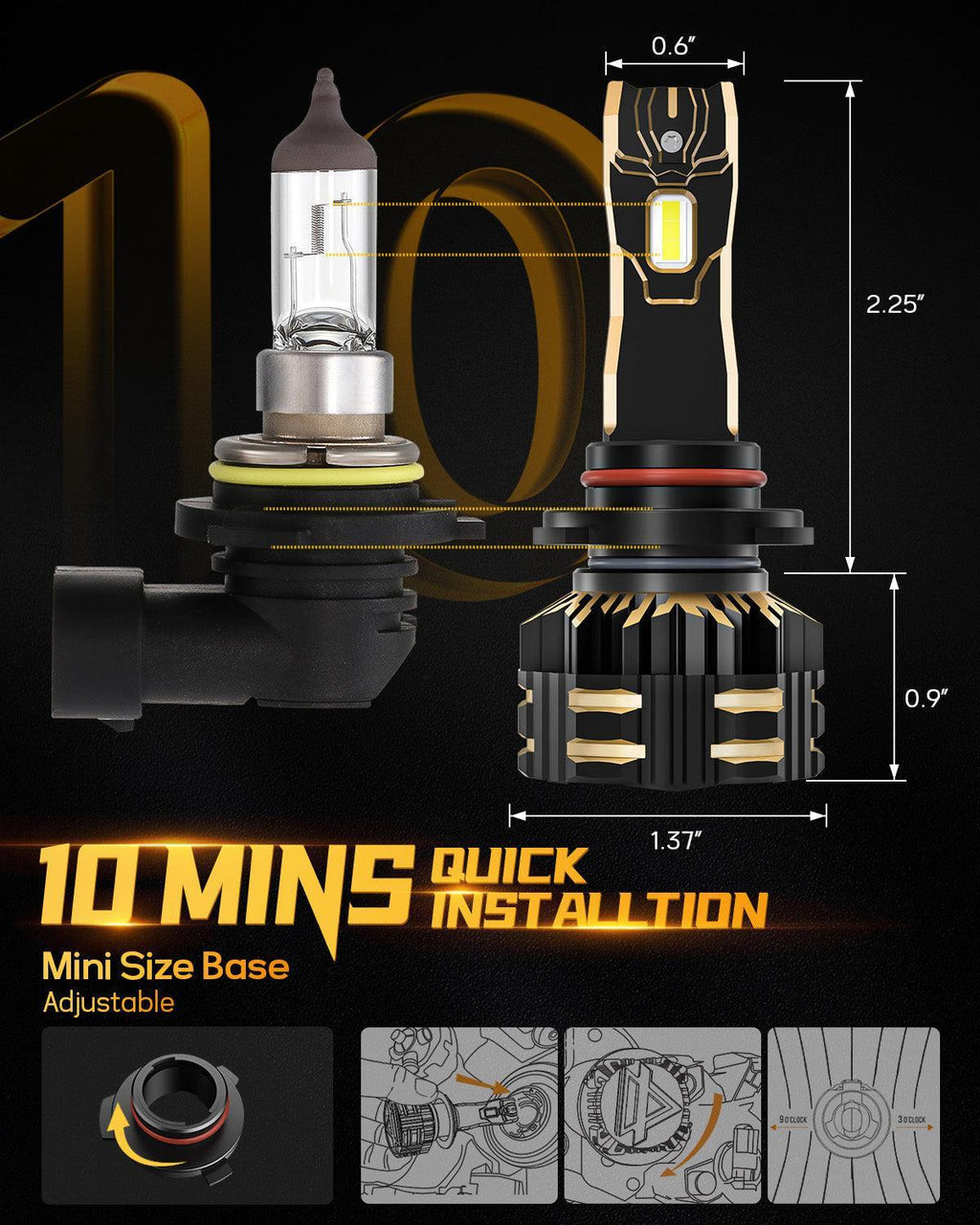 Auxbeam 9005+H11 LED Headlight Bulbs 120W GX Series 4 Bulbs