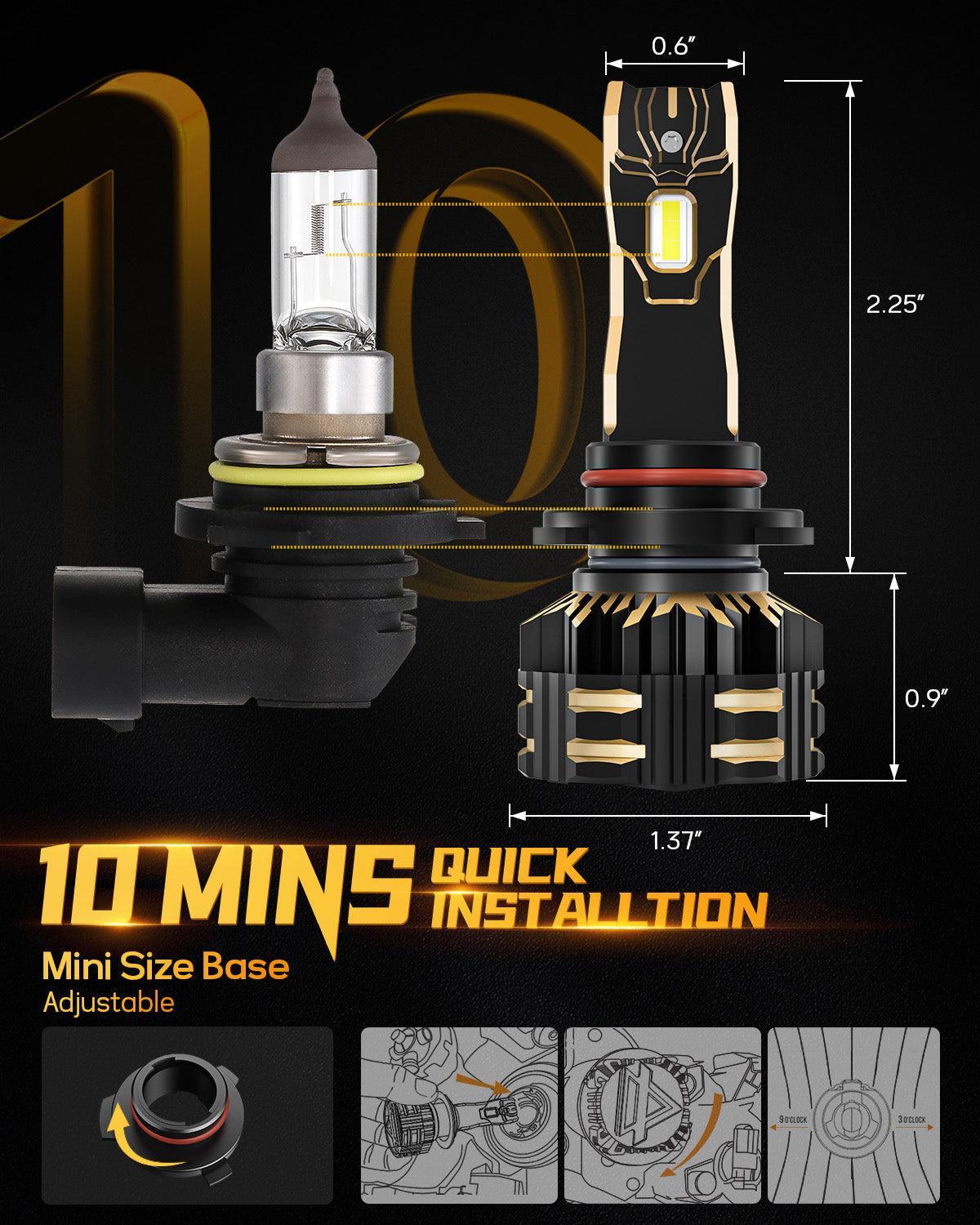 Auxbeam 9005+H11 LED Headlight Bulbs 120W GX Series 4 Bulbs