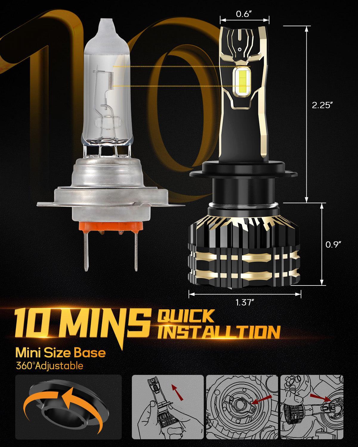 Auxbeam H7 LED Headlight Bulbs 120W GX Series 6500K Cool White 2 Bulbs