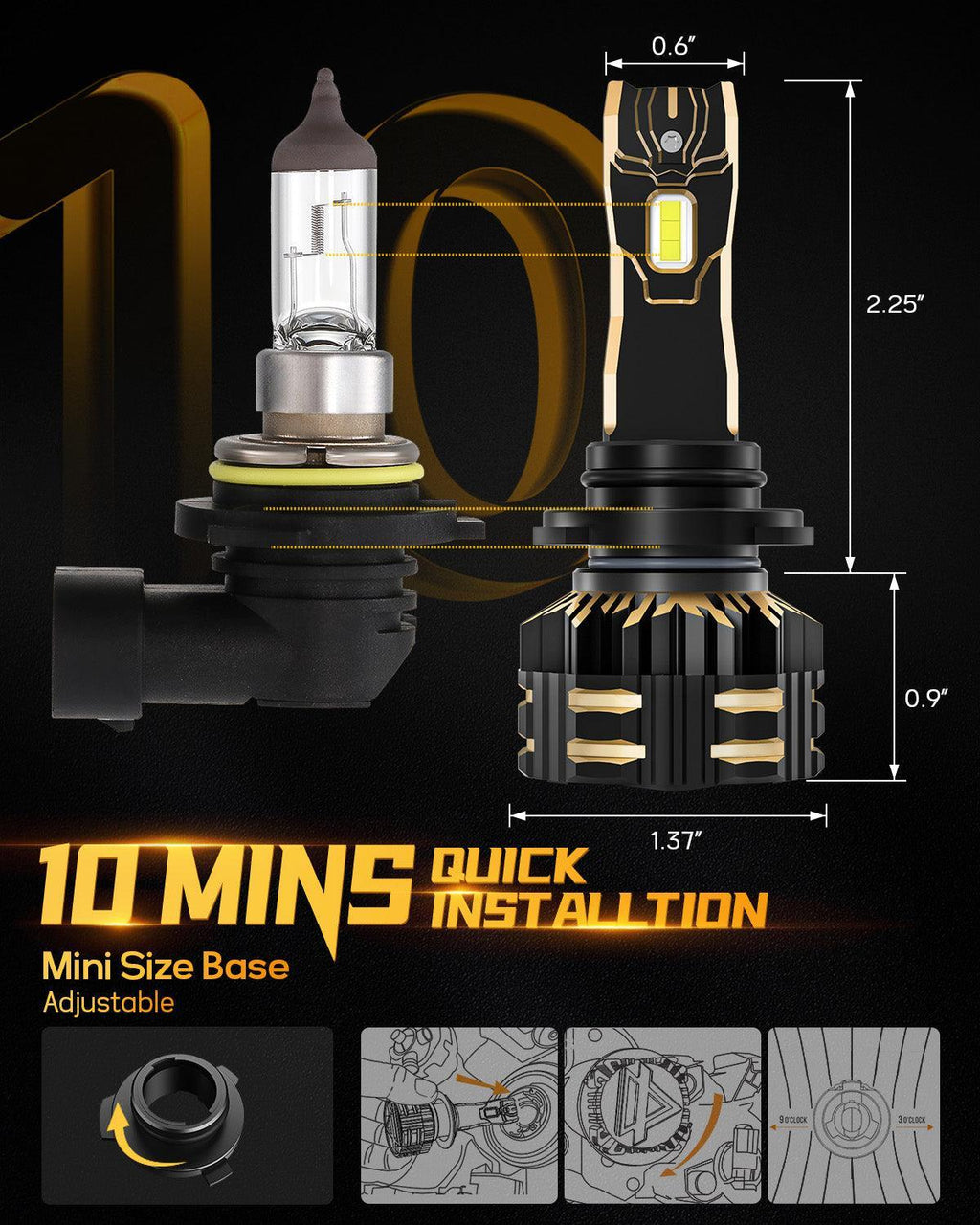 Auxbeam 9005+9006 LED Headlight Bulbs 120W 25000ML GX Series 4 Bulbs