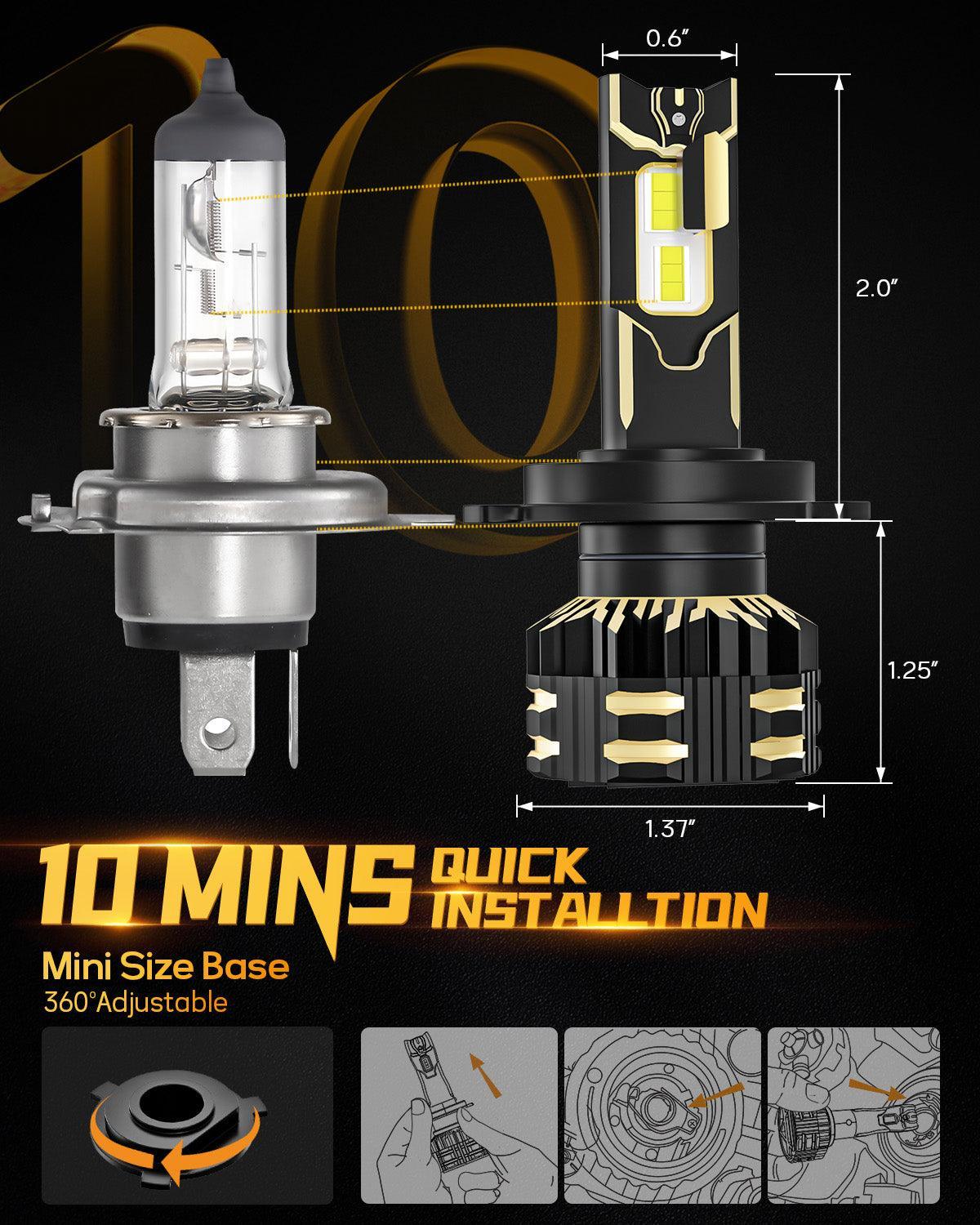 Auxbeam H4/9003 LED Headlight Bulbs 120W GX Series 2 Bulbs