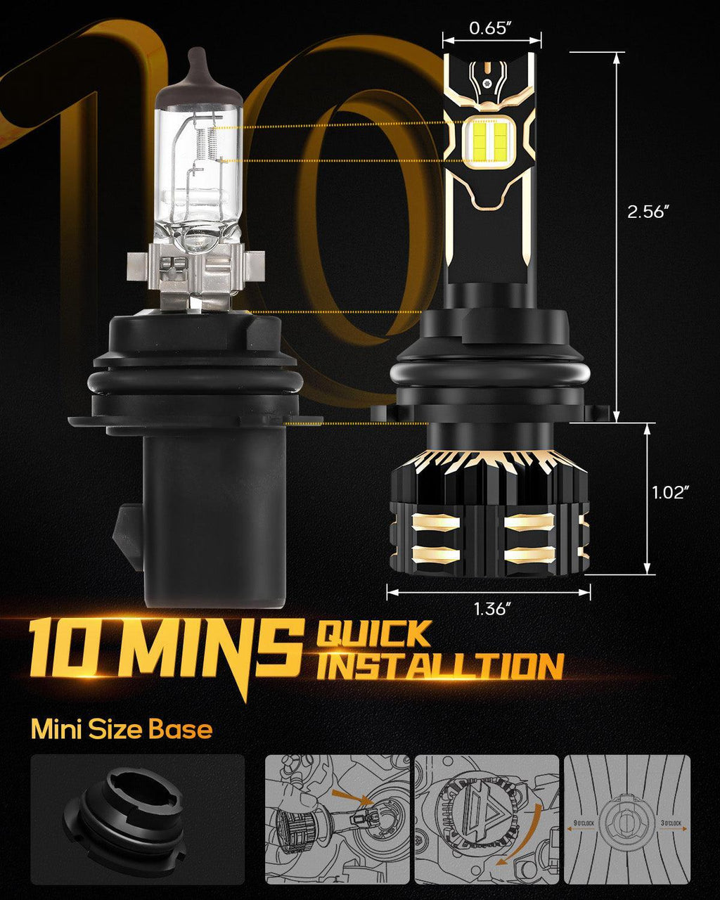 Auxbeam 9004/HB1 LED Headlight Bulbs 120W 25000ML GX Series 2 Bulus