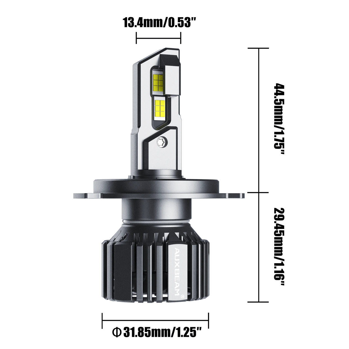 Auxbeam H4/HB2/9003 LED Headlight Bulbs 90W F15 Series Smaller Size 2 Bulbs