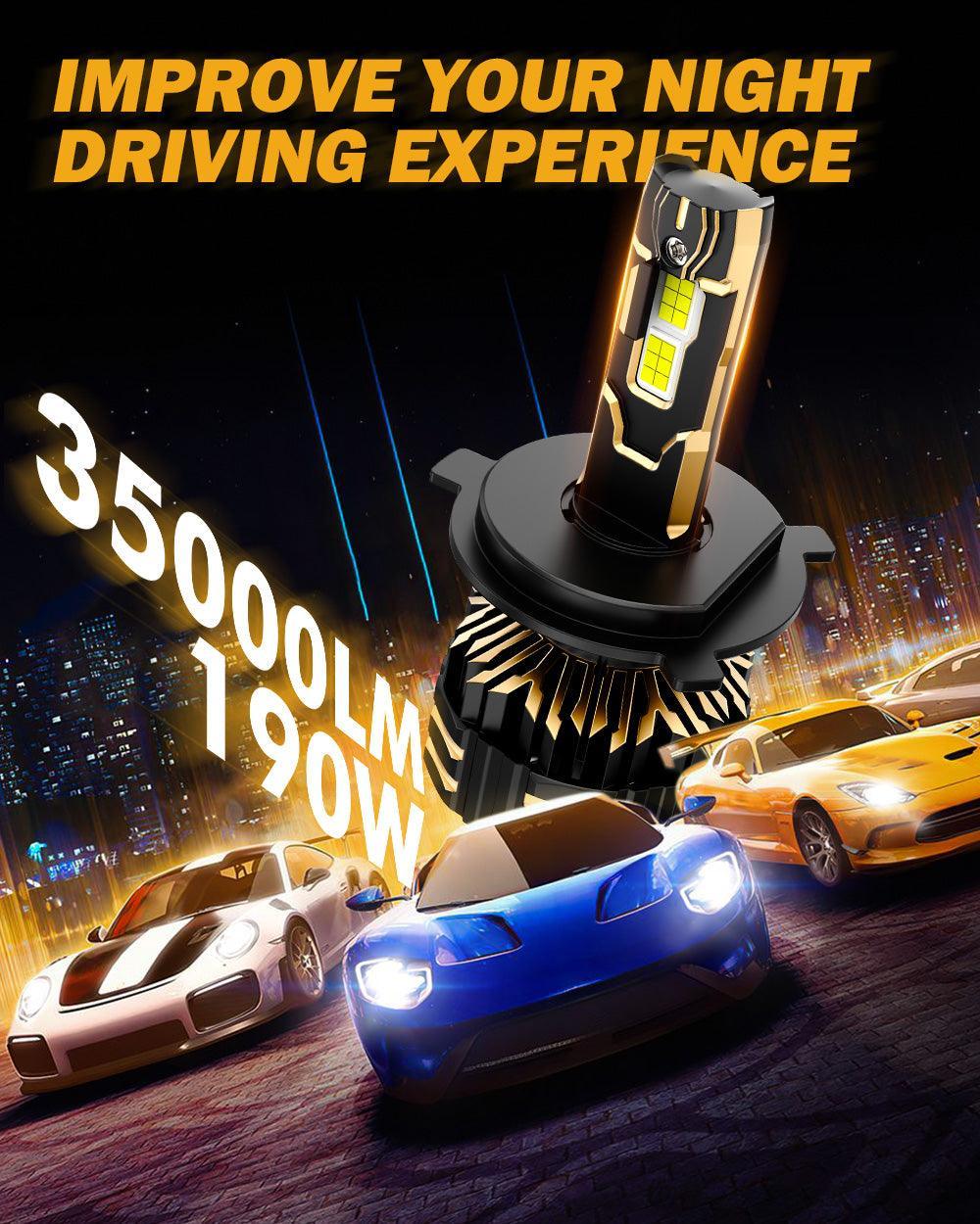 Auxbeam H4 LED Headlight Bulbs 190W GX-PRO Series 2 Bulbs