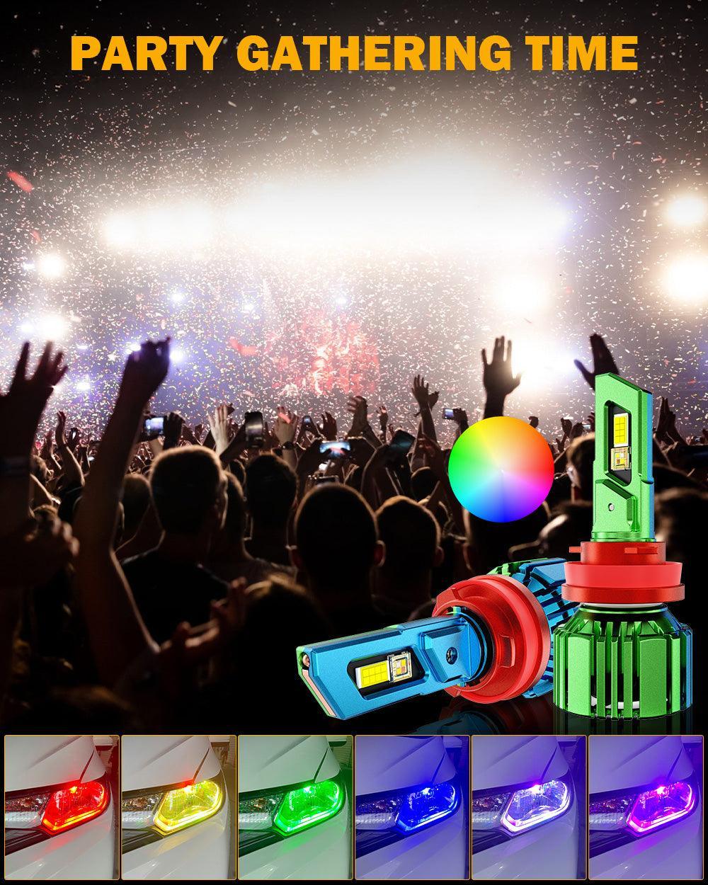 Auxbeam R7 Series 70W RGB Remote Control LED Headlight Bulb/DRL/Fog Light