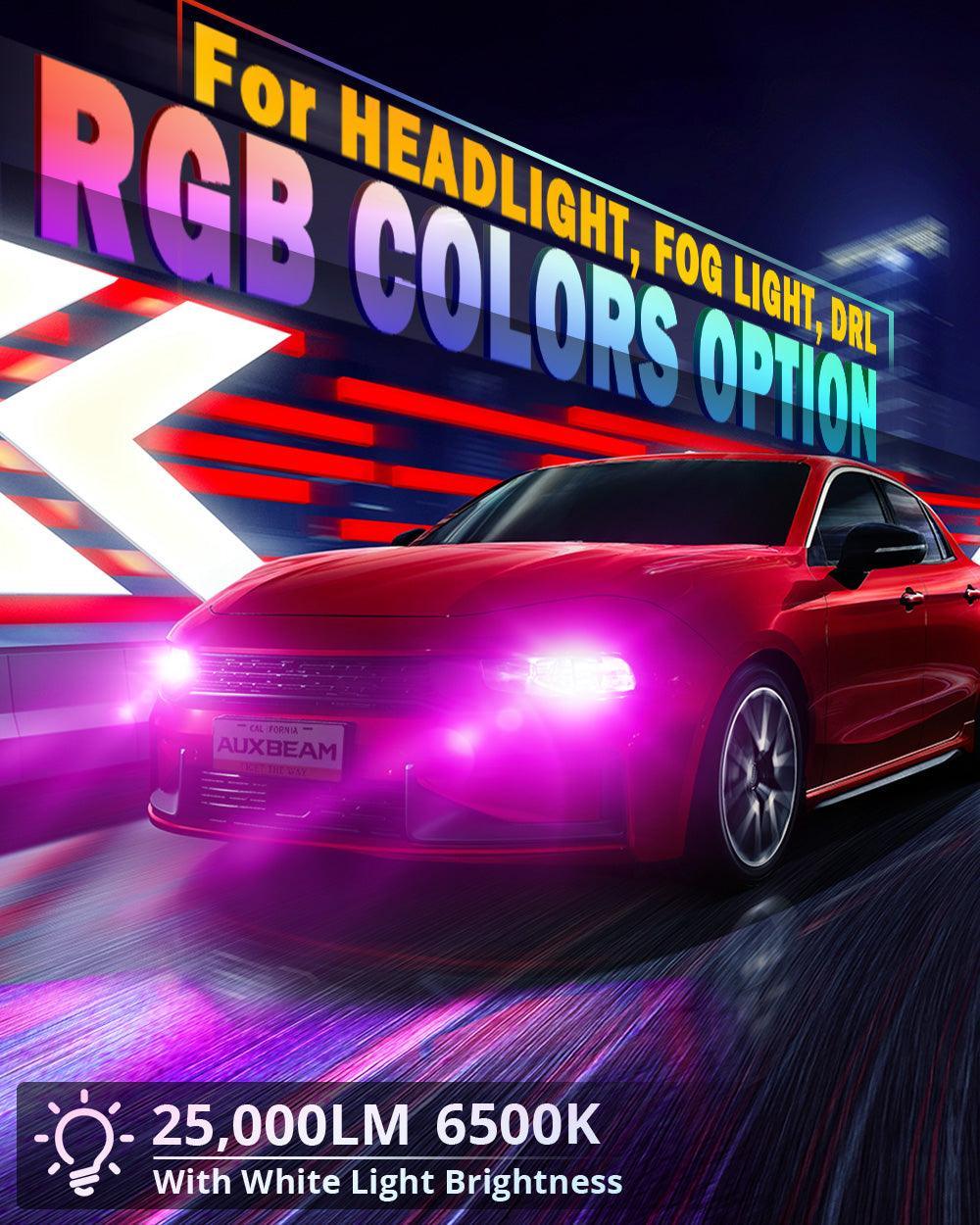 Auxbeam R7 Series 70W RGB Remote Control LED Headlight Bulb/DRL/Fog Light