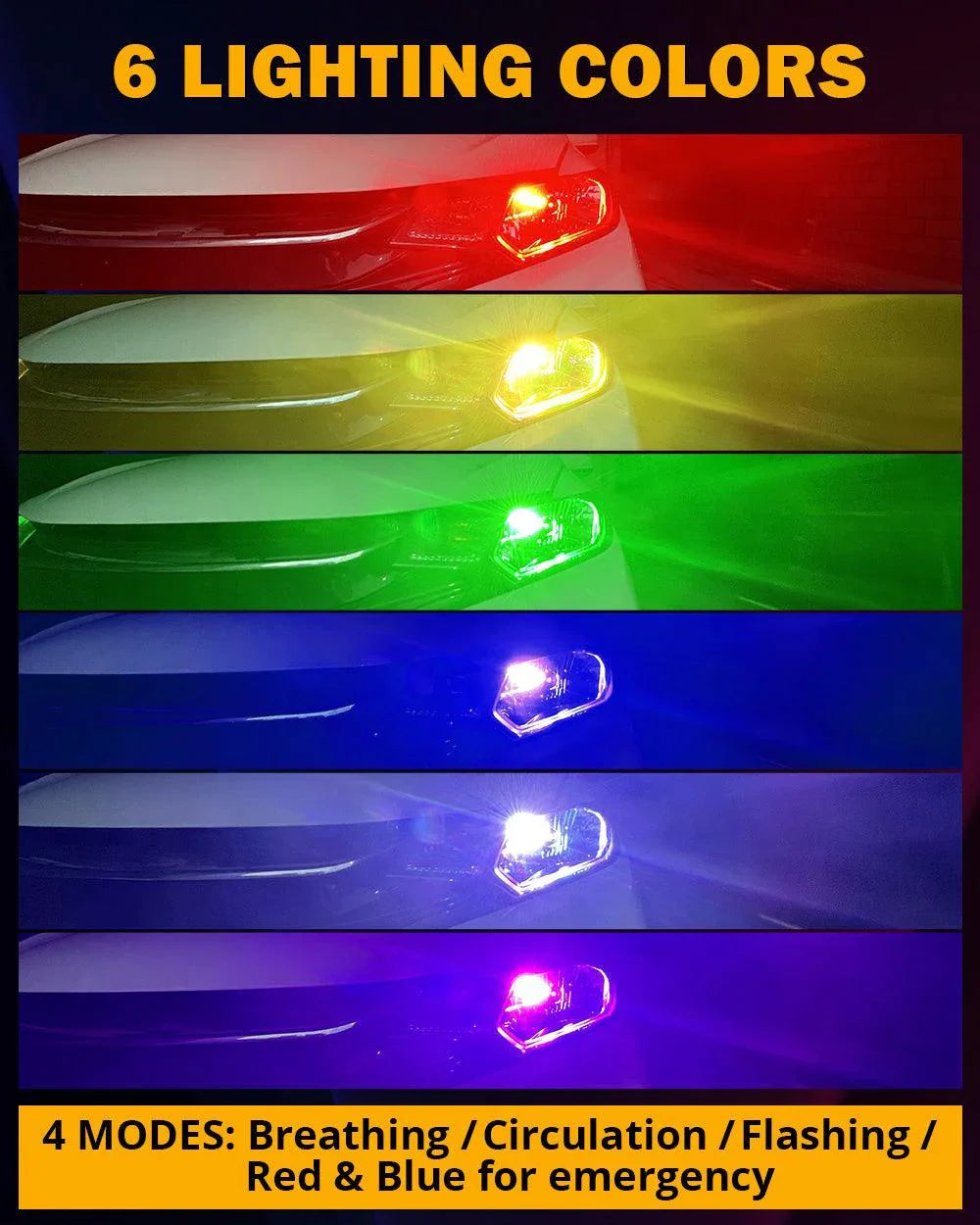 Auxbeam R7 Series 70W RGB Remote Control LED Headlight Bulb/DRL/Fog Light