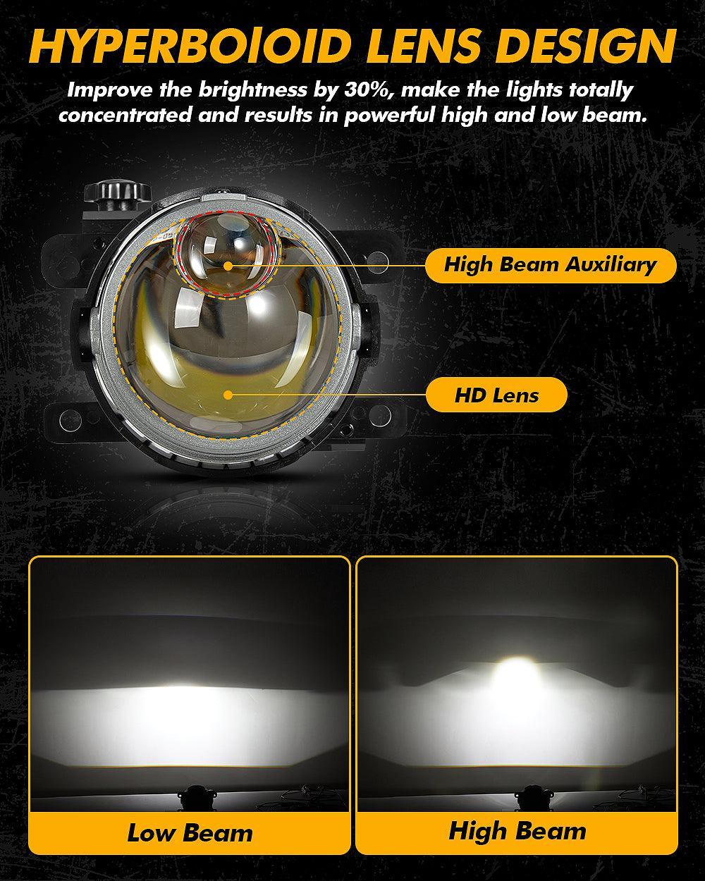 Auxbeam 3 Inch 86W Bi-LED Projector Lens Fog Light 6000K for Toyota/Honda