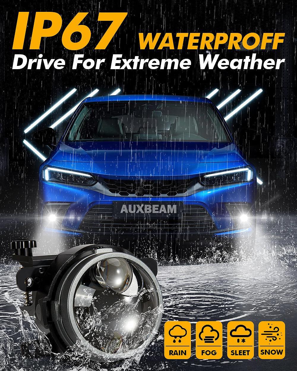 Auxbeam 3 Inch 86W Bi-LED Projector Lens Fog Light 6000K for Toyota/Honda