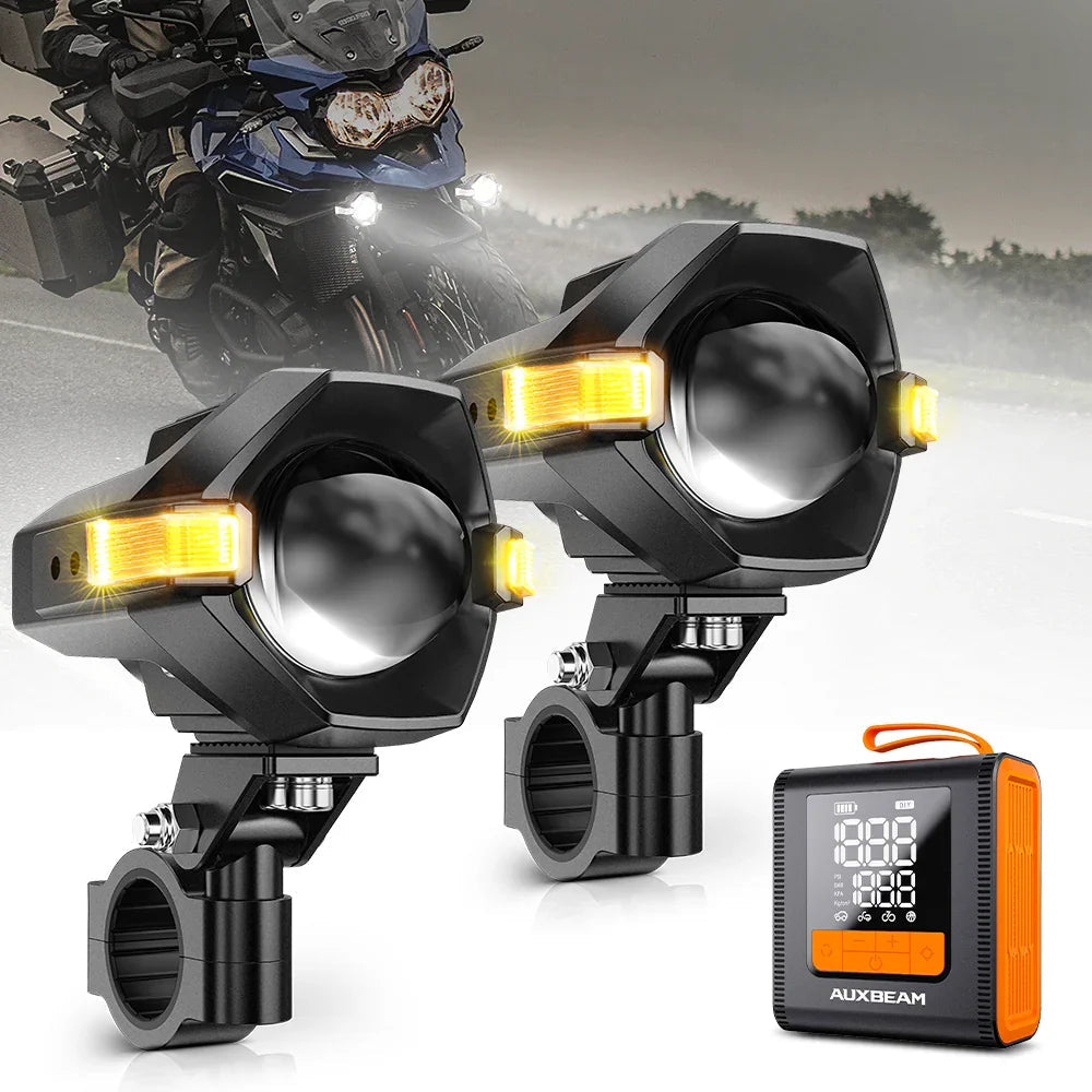 Auxbeam 3 Inch Motorcycle LED Spotlight Bi-LED Projector Lens Headlight 120W