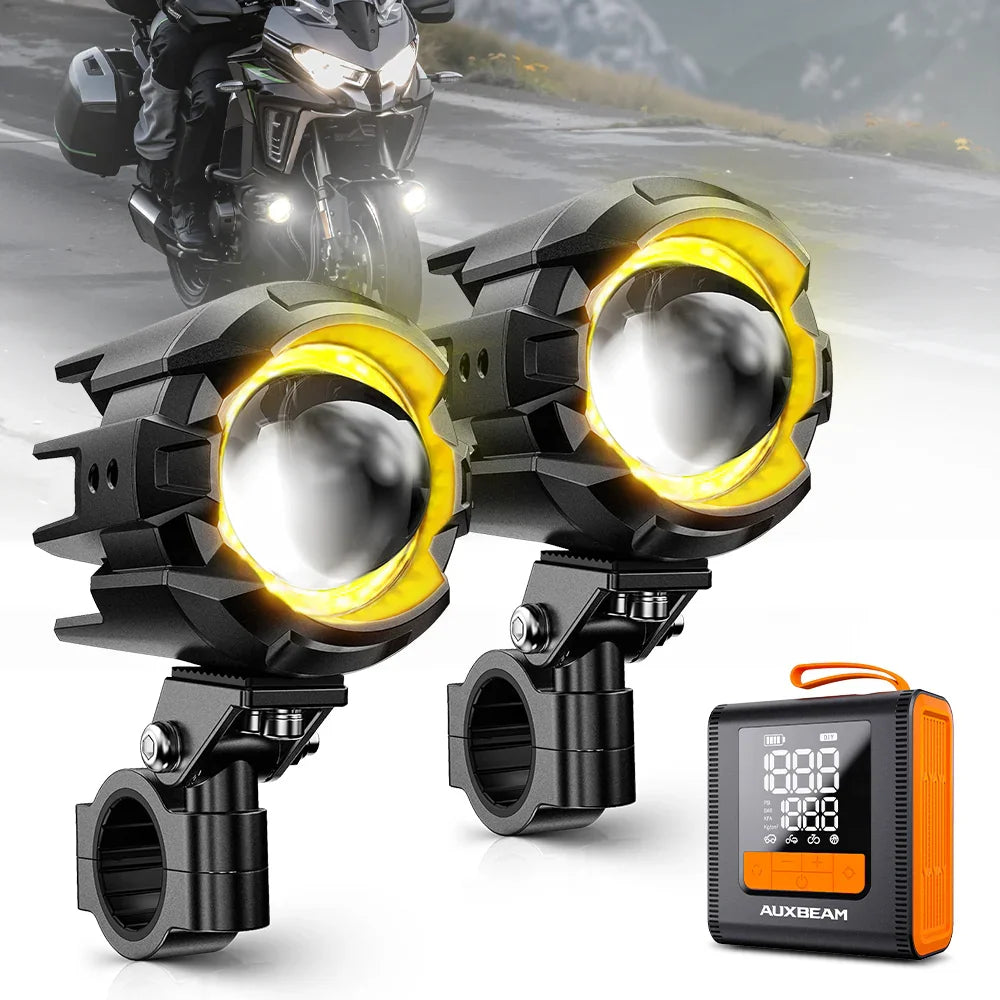 Auxbeam 3 Inch Motorcycle LED Spotlight Bi-LED Projector Lens Headlight 120W