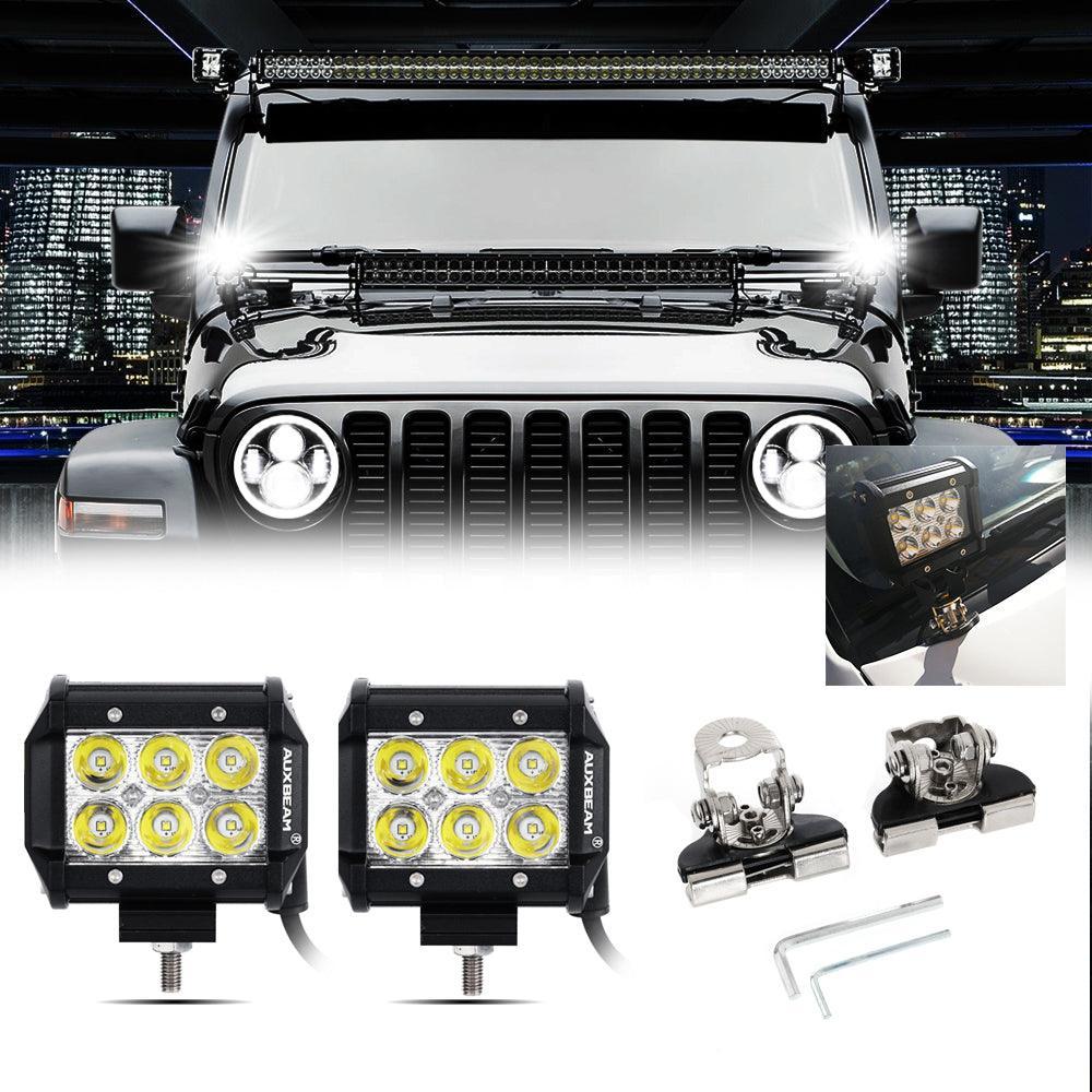 Auxbeam 4" Classic-SM Series Spot Beam LED Pods Light + Universal LED Working