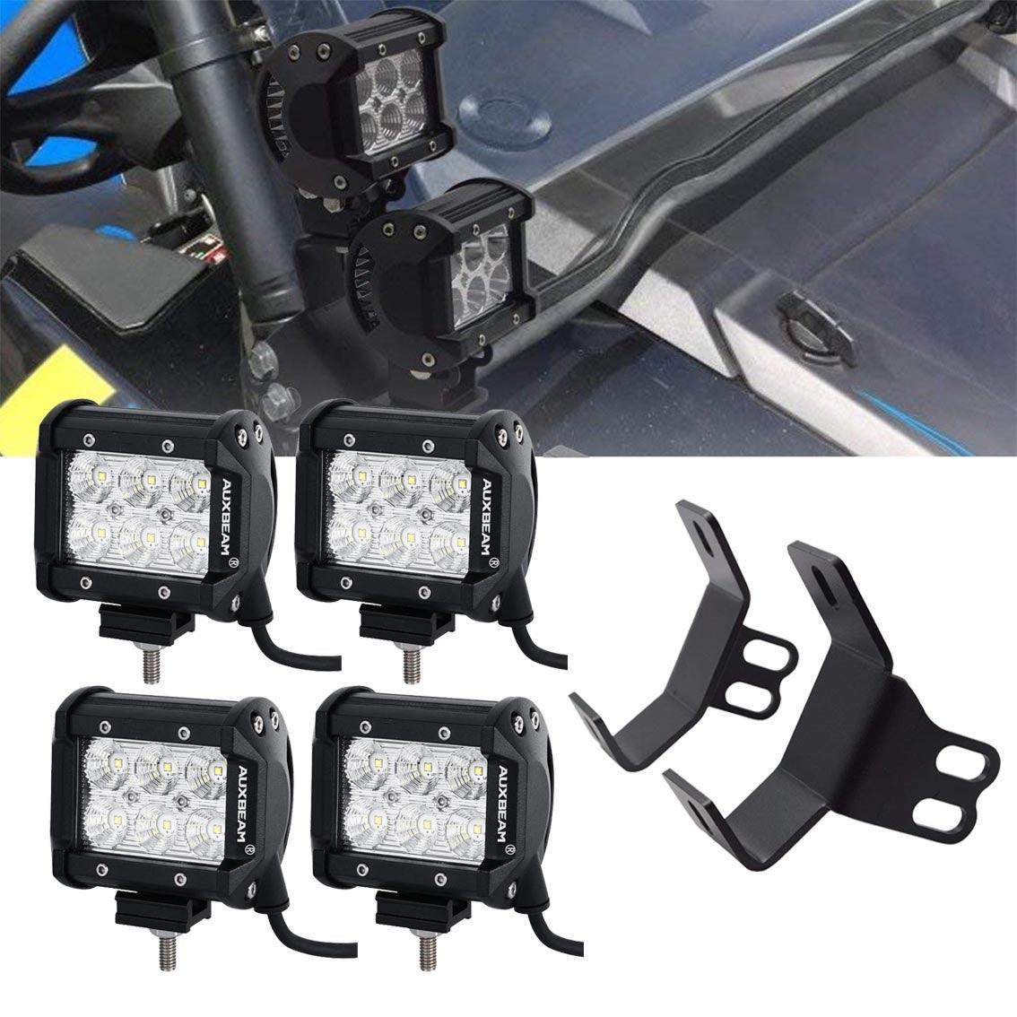 Auxbeam 4 inch LED Pod Lights&Double-layer Pillar Mounting Bracket for 14-21