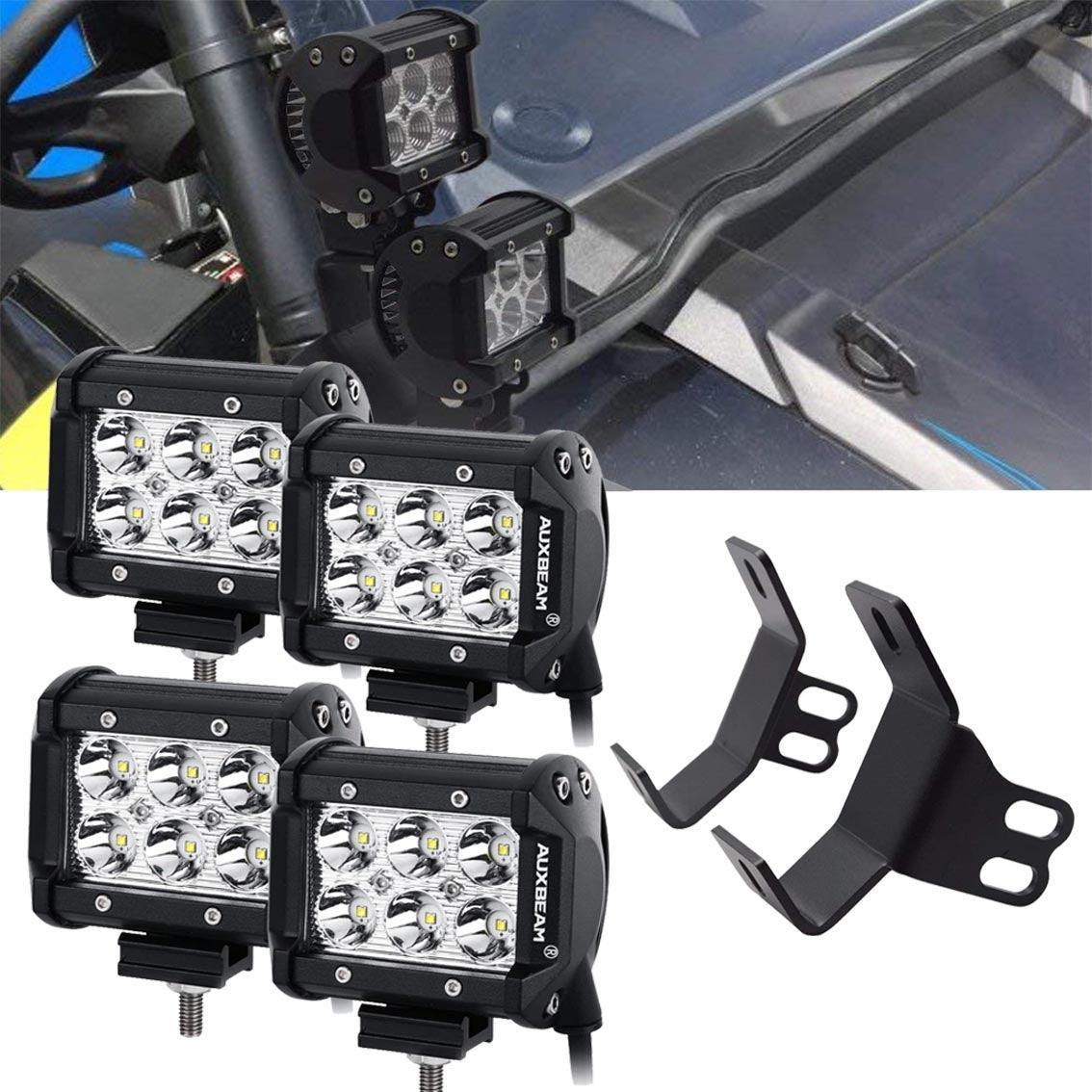 Auxbeam 4 inch LED Pod Lights&Double-layer Pillar Mounting Bracket for 14-21