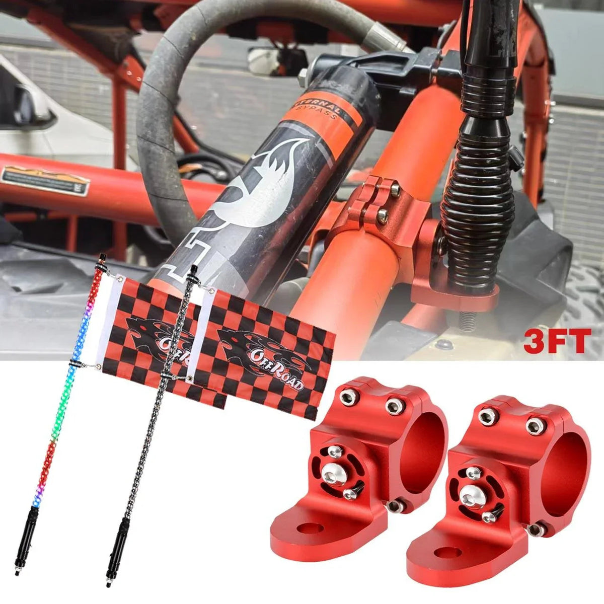 Auxbeam 3FT/4FT LED RGB Whip Lights