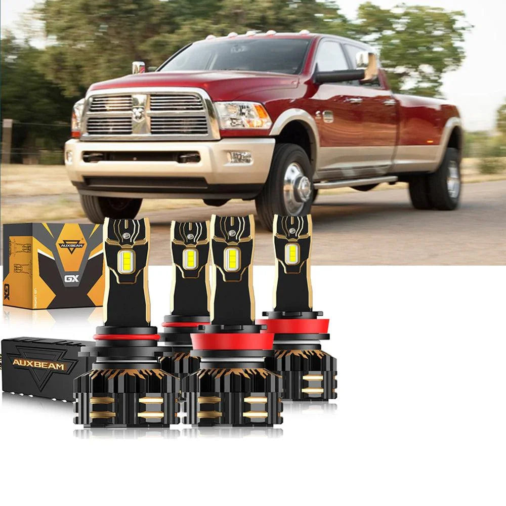 Auxbeam LED Headlights Bulbs Bundle for 2011-2012 Ram 3500 9005 H11