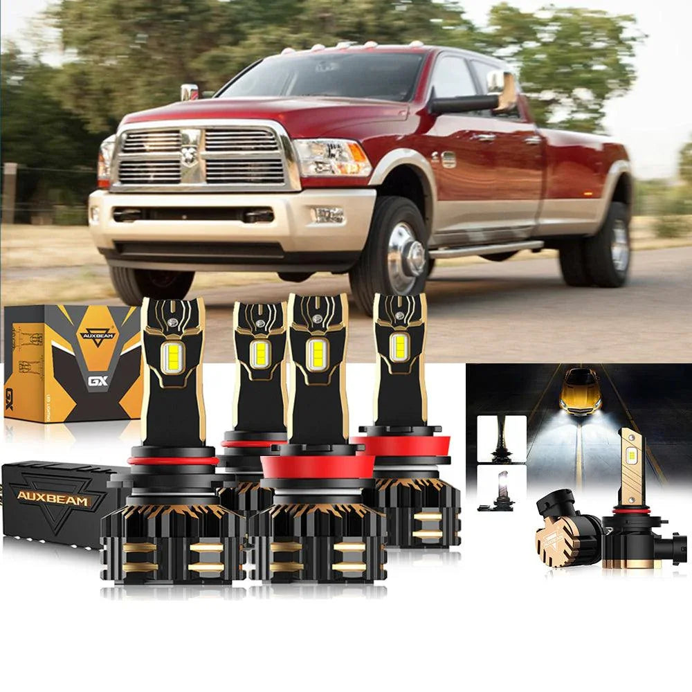 Auxbeam LED Headlights Bulbs Bundle for 2011-2012 Ram 3500 9005 H11
