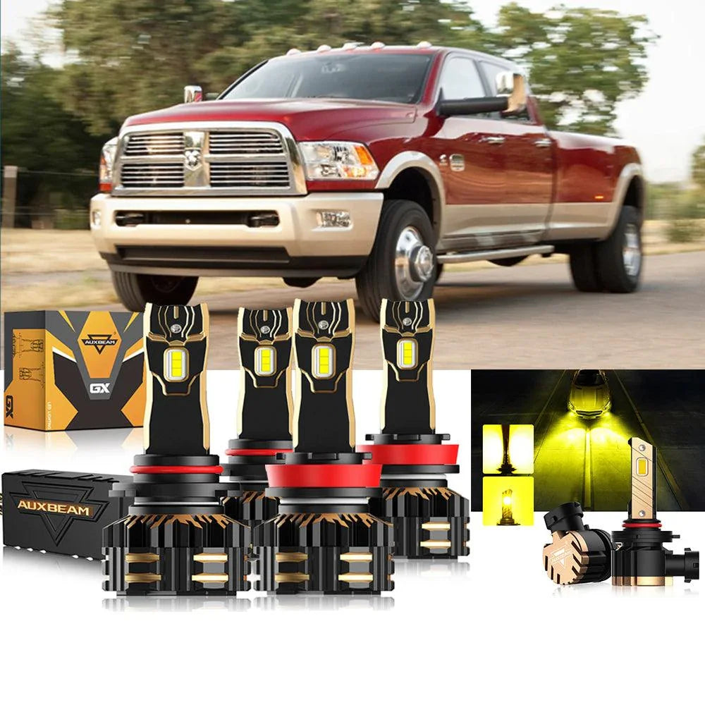 Auxbeam LED Headlights Bulbs Bundle for 2011-2012 Ram 3500 9005 H11
