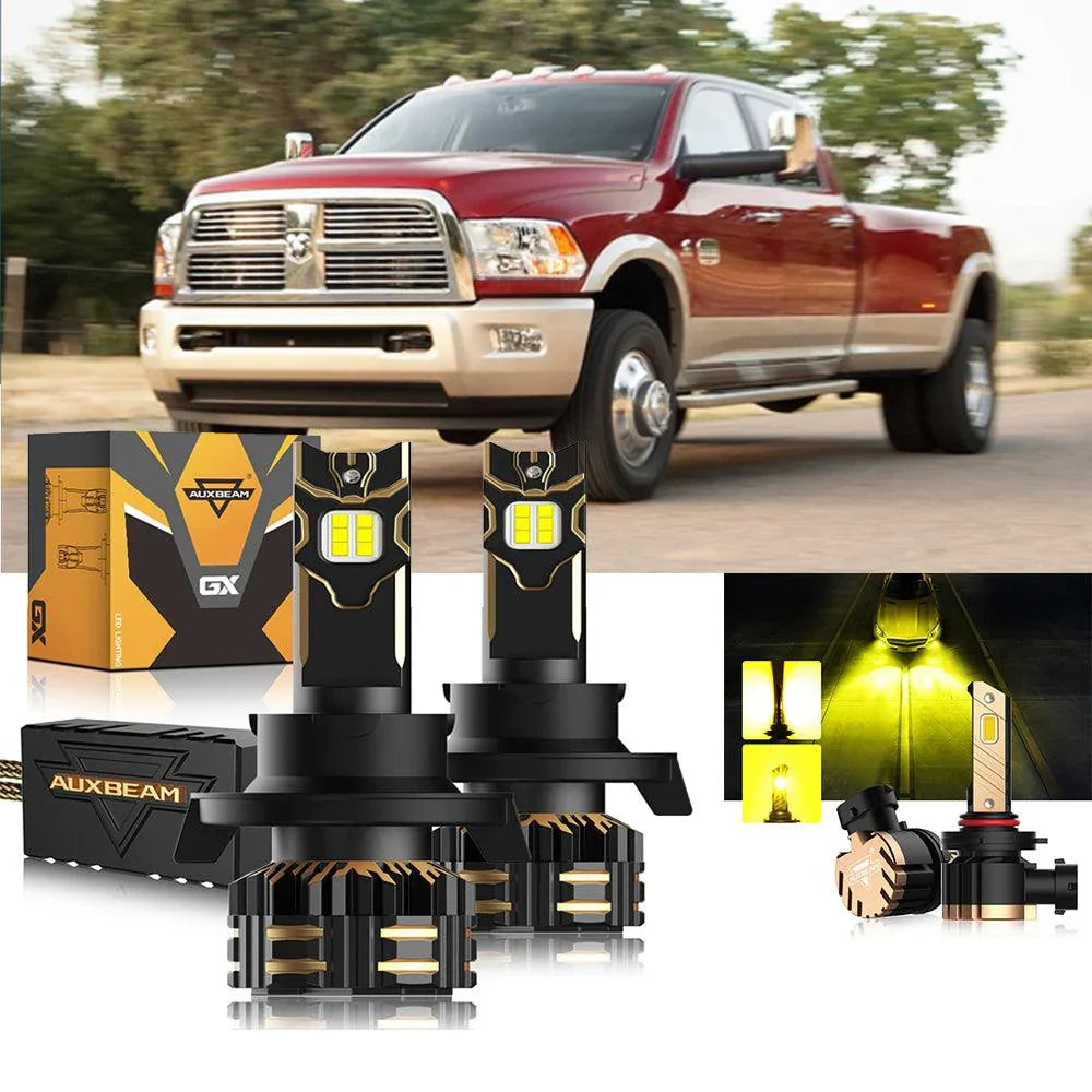 Auxbeam LED Headlights Bulbs Bundle for 2011-2012 Ram 3500 9005 H11