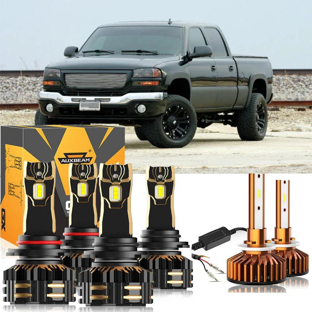 Auxbeam LED Headlight Bulbs Bundle for 2001-2002 GMC Sierra 2500 HD 9005 9006