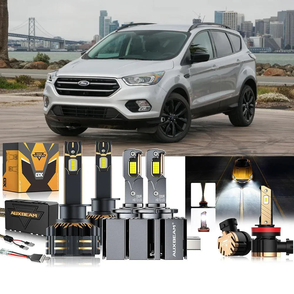 Auxbeam LED Headlight Bulbs Bundle for 2017 Ford Escape H1 D3S