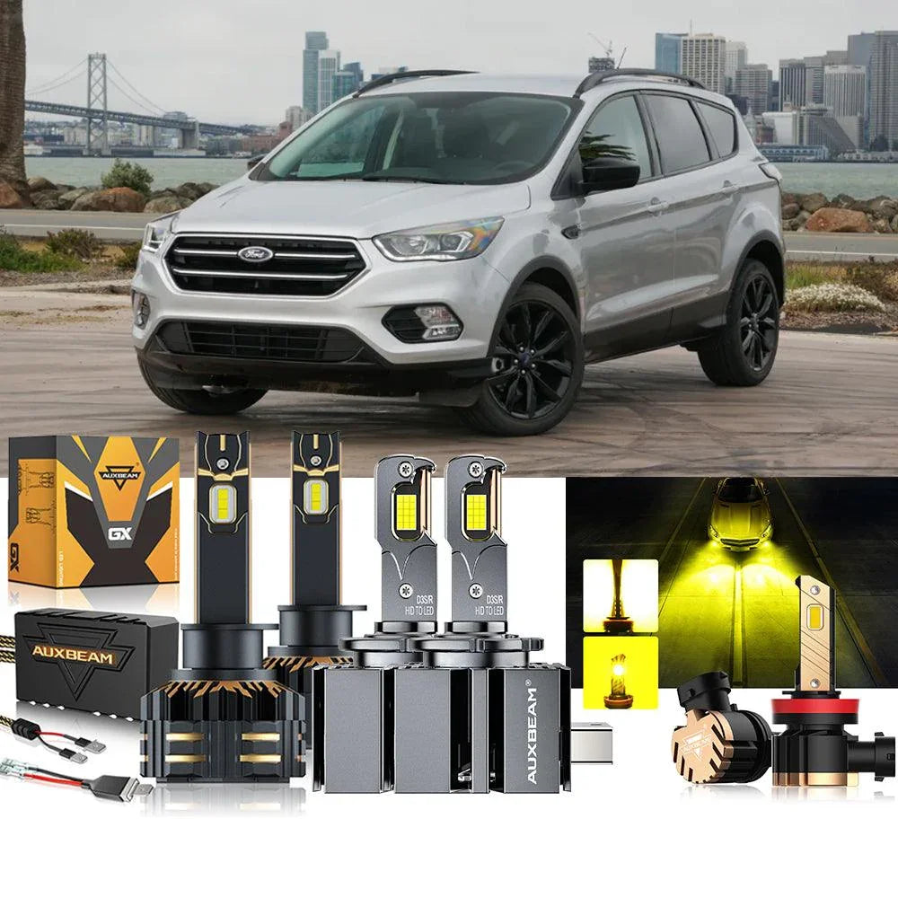 Auxbeam LED Headlight Bulbs Bundle for 2017 Ford Escape H1 D3S