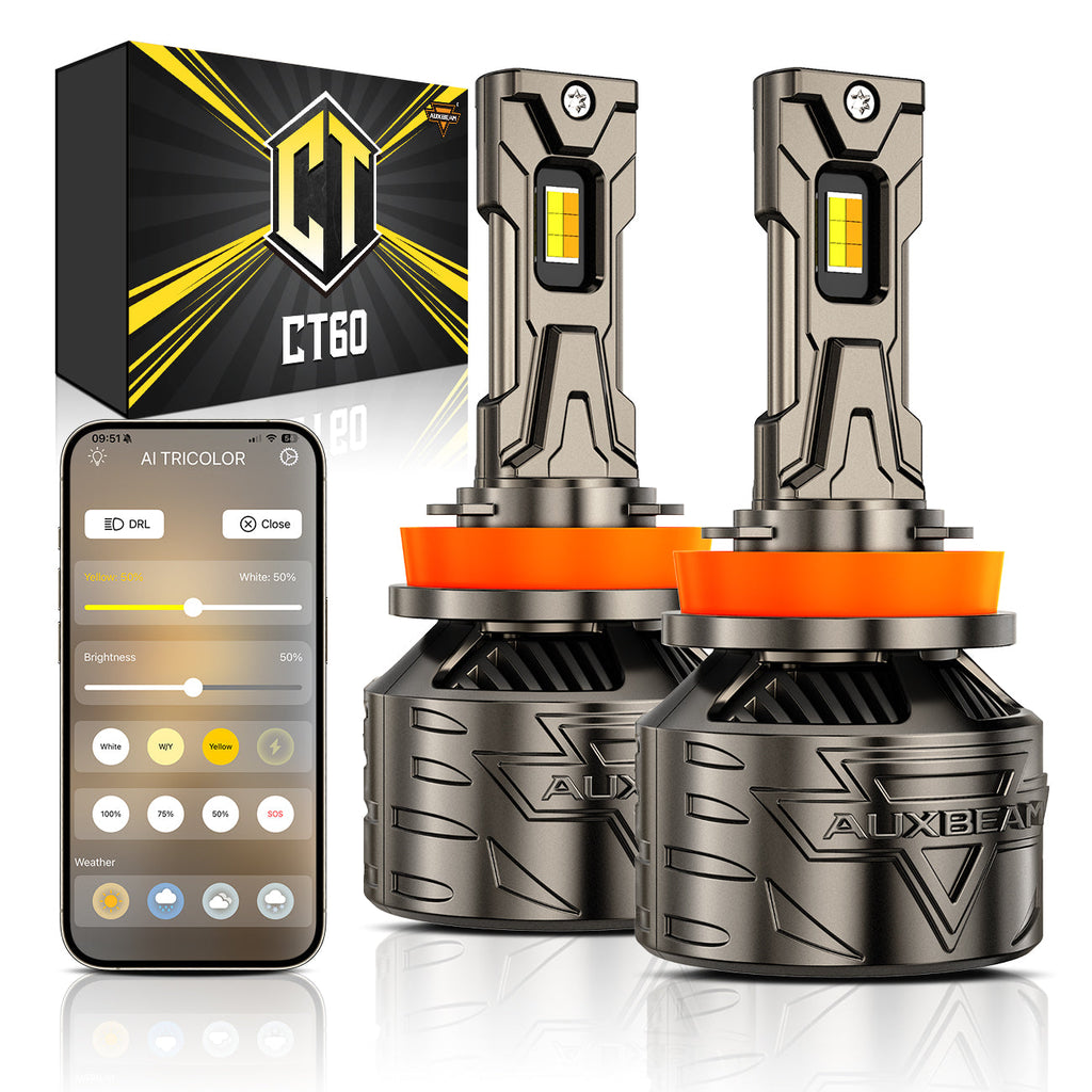 Auxbeam CT60 Series Bi-Color Smart 120W LED Headlight Bulbs – App Control via