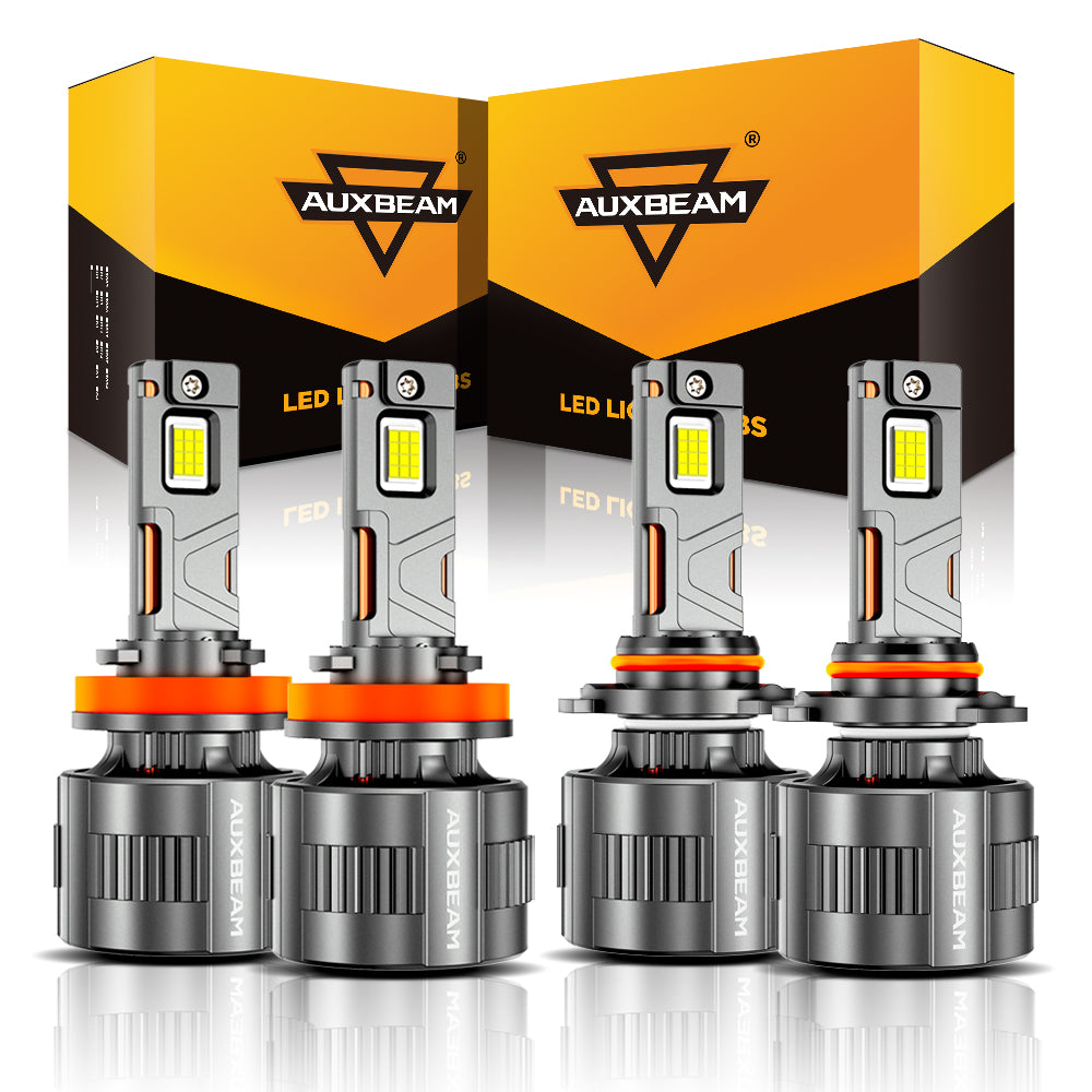 Auxbeam 9005+H11 LED Headlight Bulbs 130W F35 Series Dual Compatibility 12V/24V