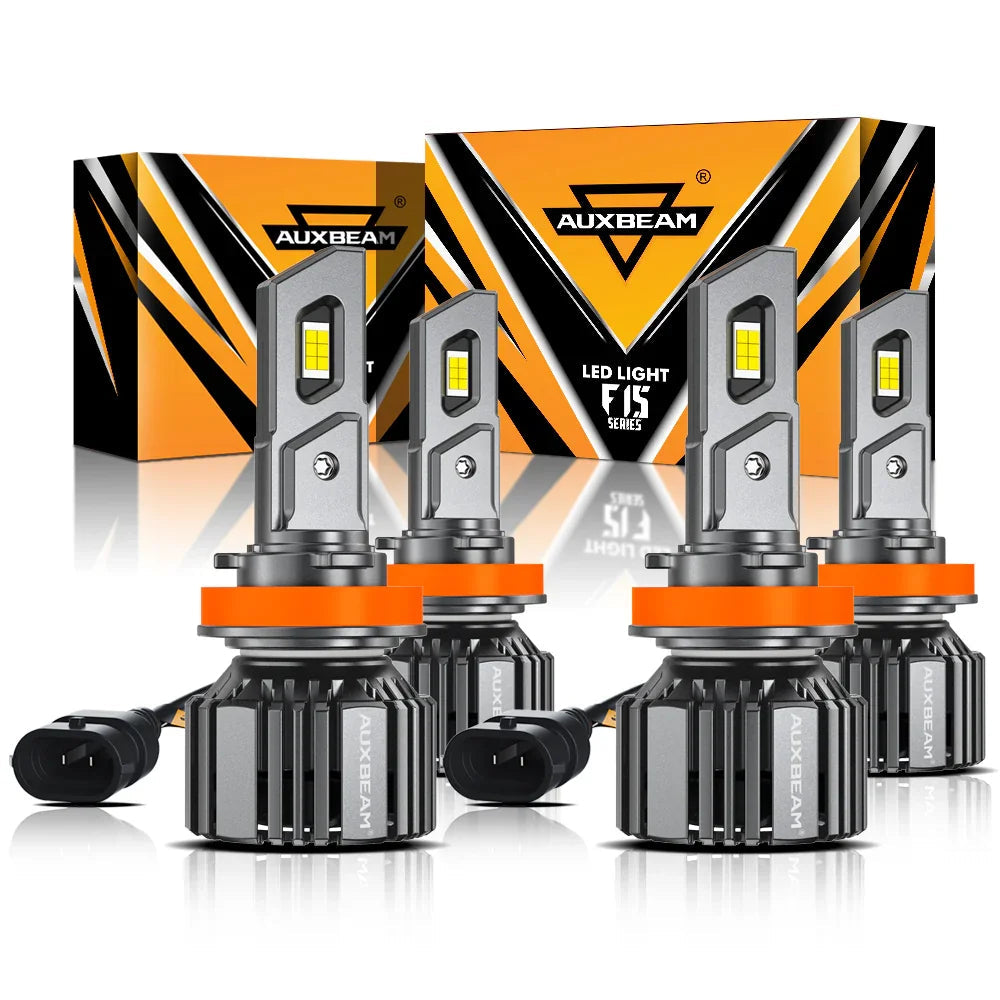 Auxbeam H11+H11 LED Headlight Bulbs 90W F15 Series Smaller Size 4 Bulbs