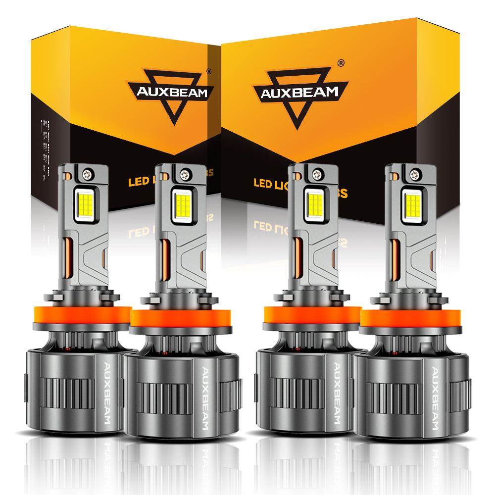 Auxbeam H11+H11 LED Headlight Bulbs 130W F35 Series Dual Compatibility 12V/24V 4