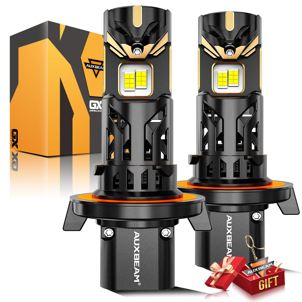 Auxbeam H13/9008 LED Headlight Bulbs Dual Turbo Fans 120W GX Series 2 Bulbs