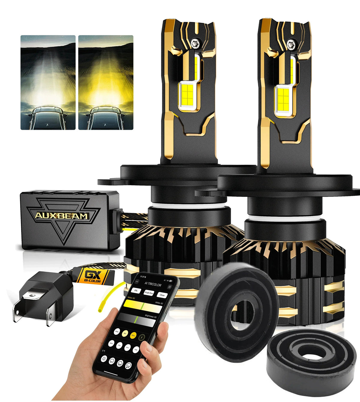 Auxbeam H4 LED Headlight Bulbs 110W GX Bi-Color Smart Series