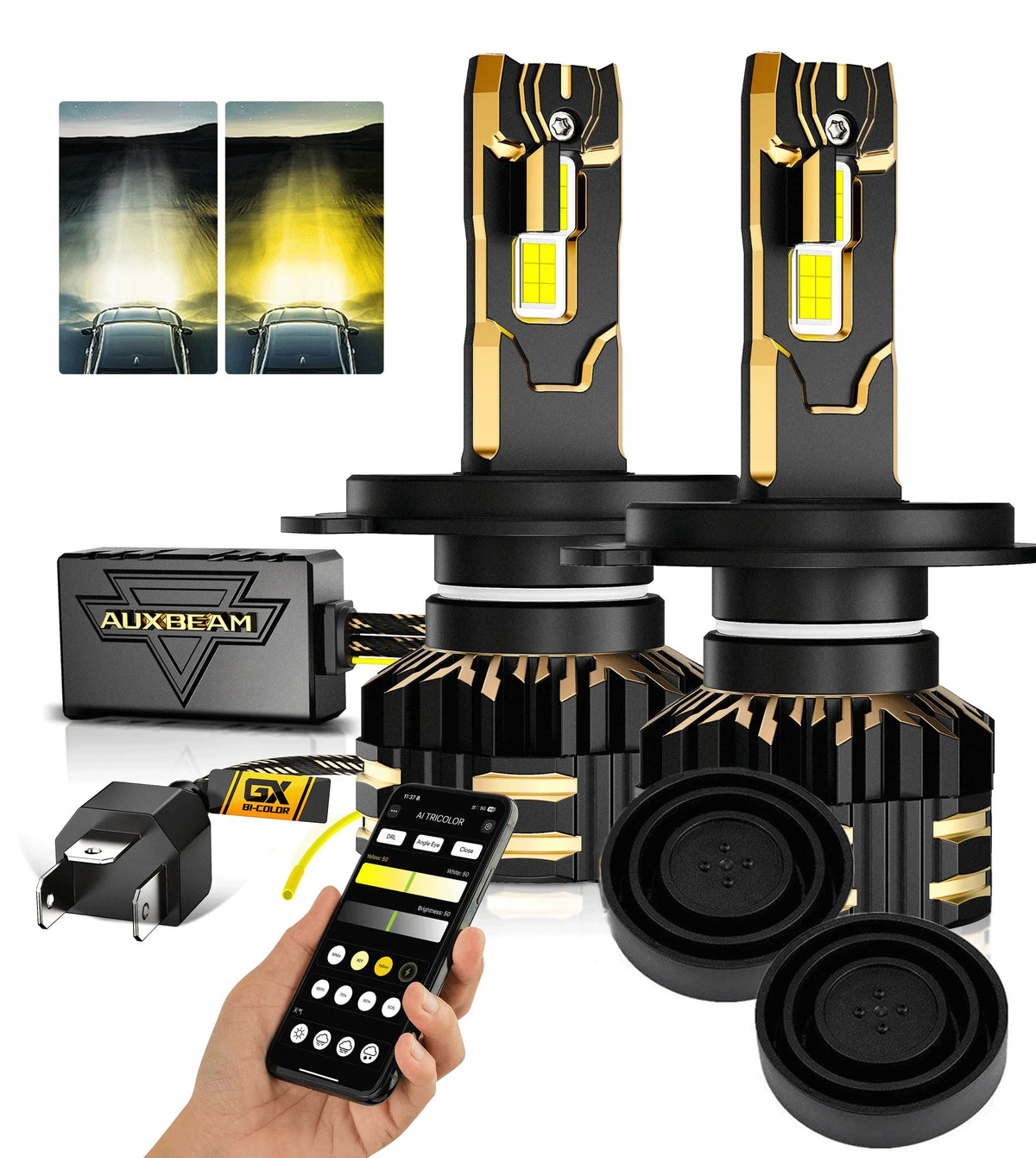 Auxbeam H4 LED Headlight Bulbs 110W GX Bi-Color Smart Series