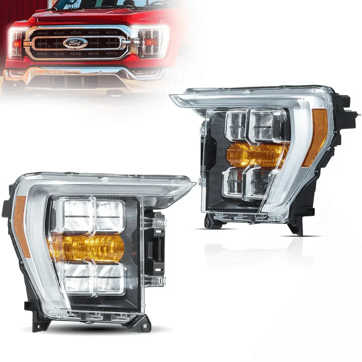 Vland LED Headlight Assembly Reflection Bowl for 2021-2023 Ford F150 14th Gen