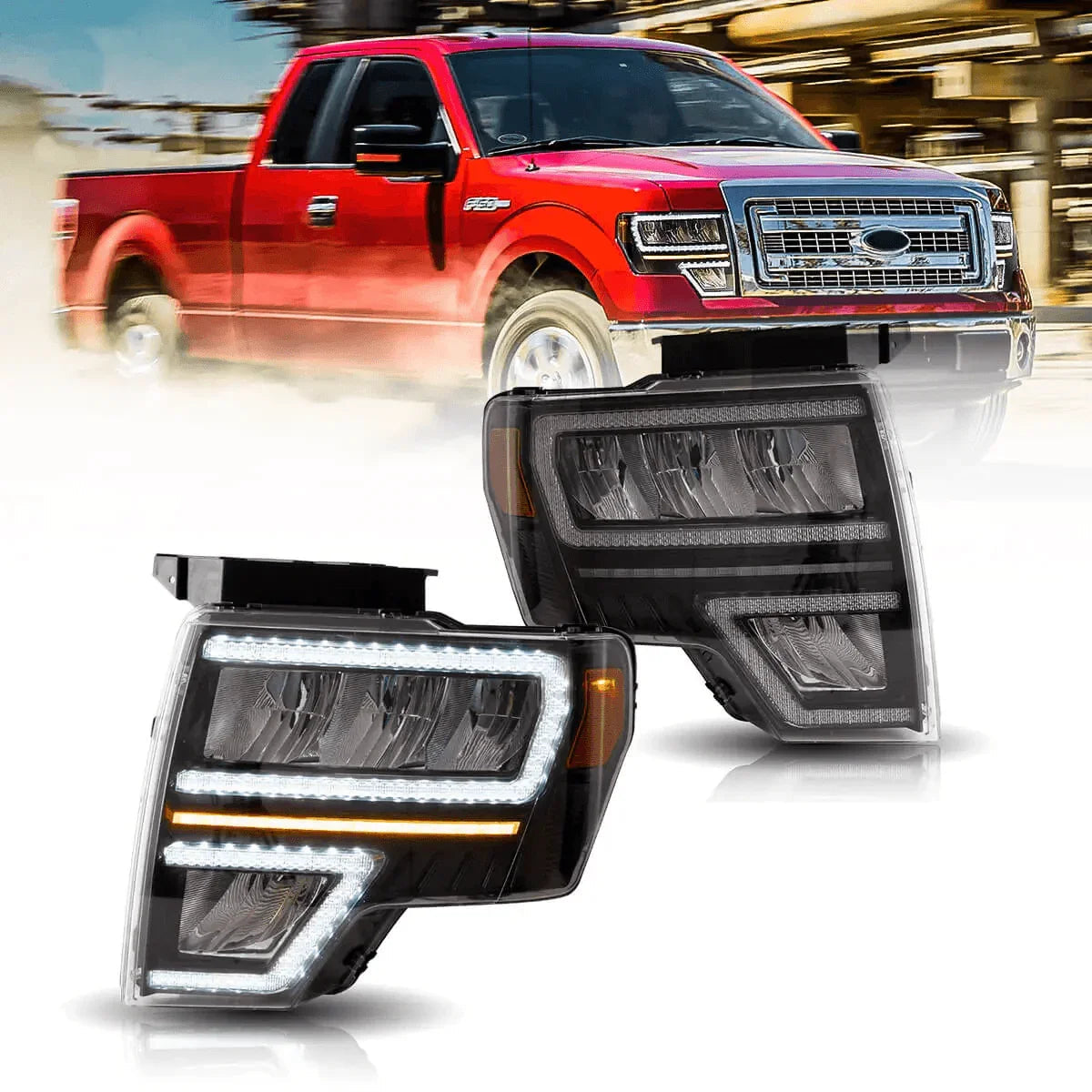 Vland LED Headlight Assembly Reflection Bowl for 2009-2014 Ford F150 12th Gen