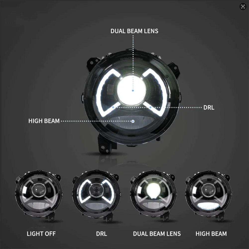 Vland Full LED Dual Beam Projector Headlight Assembly With Blue Breath Light