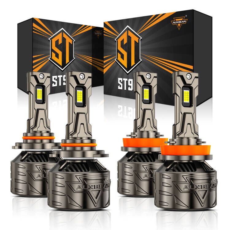 Auxbeam 9005+H11 LED Headlight Bulbs 180W ST90 Series High Power 4 Bulbs