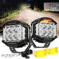 V-MAX Series | 5 Inch 168W 16440LM Spot Beam Side Shooter LED Round Pod Lights with Amber DRL