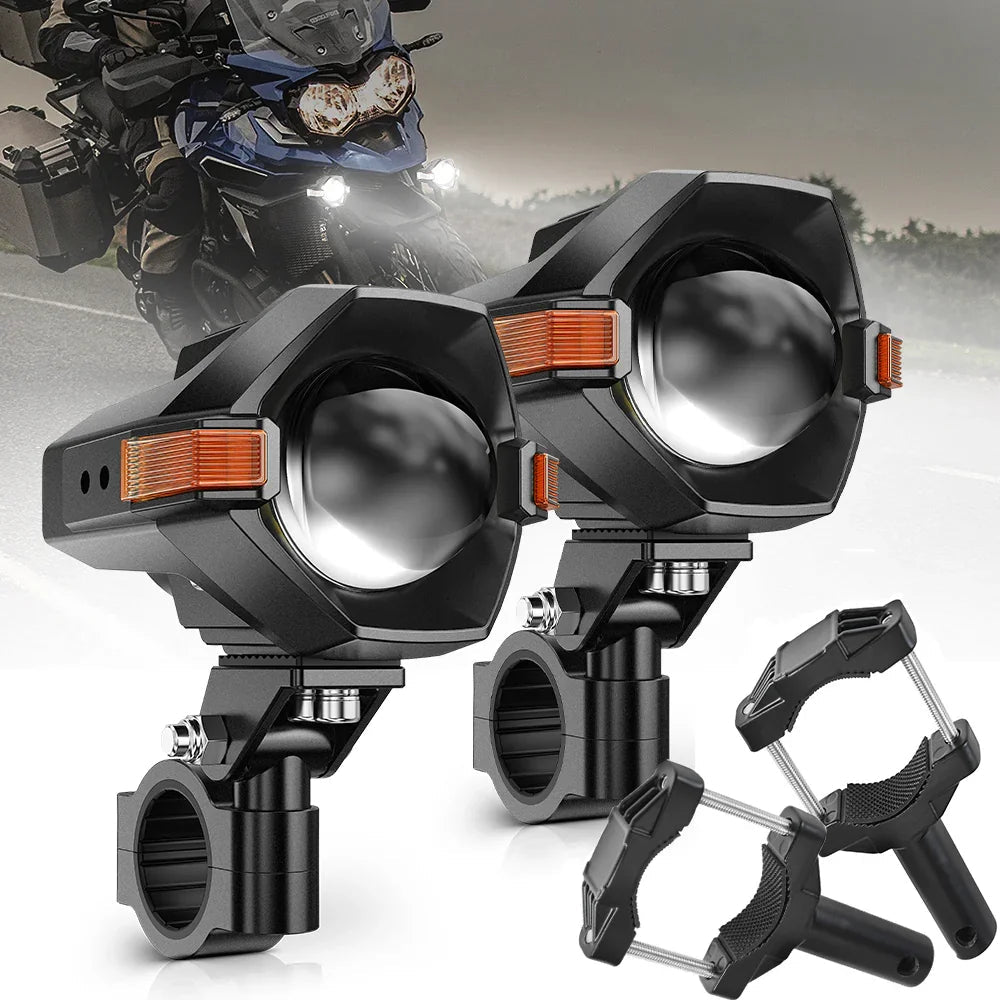 Auxbeam 3 Inch Motorcycle LED Spotlight Bi-LED Projector Lens Headlight 120W