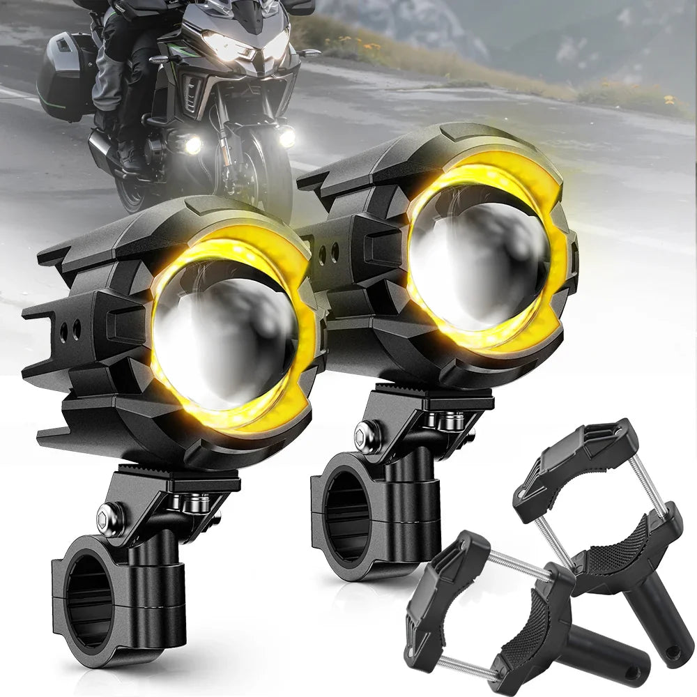 Auxbeam 3 Inch Motorcycle LED Spotlight Bi-LED Projector Lens Headlight 120W