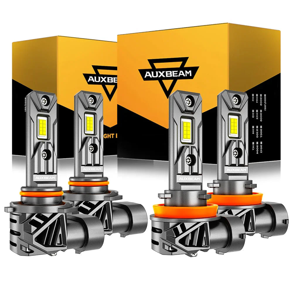 Auxbeam 9005+H11 LED Headlight Bulbs 90W Q26S Series 1:1 Same OEM Size 4 Bulbs