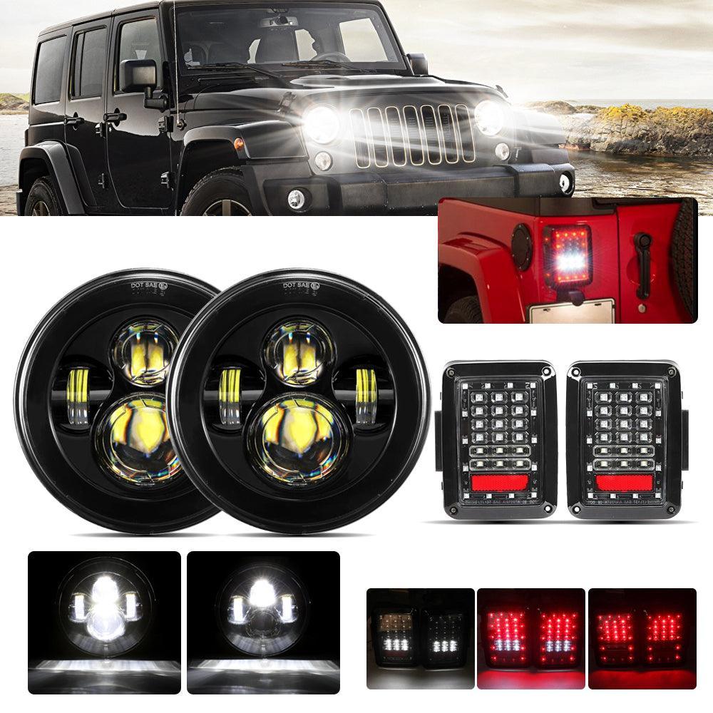 Auxbeam 7'' LED Headlight Replacement for Jeep Wrangler JK