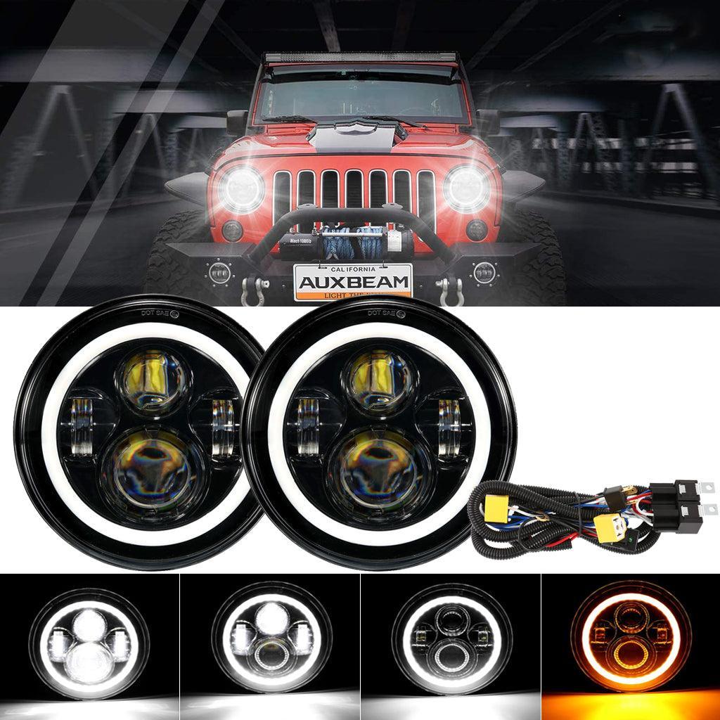 Auxbeam 7 Inch LED Headlight Replacement for Jeep Wrangler JK TJ LJ